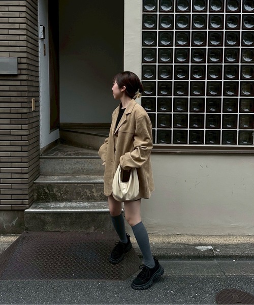 lawgy（ラウジー）の「line switching brushed tailored jacket / ラインスイッチングブラッシュドテーラードジャケット（テーラードジャケット・レディース・ベージュ/ブラウン・FREE）」の10枚目の写真