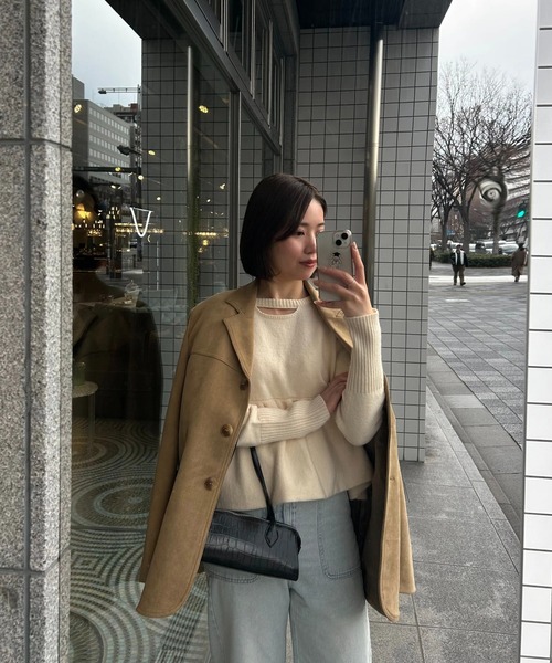 lawgy（ラウジー）の「line switching brushed tailored jacket / ラインスイッチングブラッシュドテーラードジャケット（テーラードジャケット・レディース・ベージュ/ブラウン・FREE）」の15枚目の写真