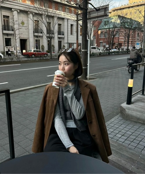 lawgy(ラウジー)の「line switching brushed tailored jacket / ラインスイッチングブラッシュドテーラードジャケット(テーラードジャケット・レディース・ベージュ/ブラウン・FREE)」の21枚目の写真