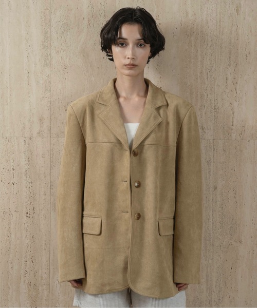 lawgy(ラウジー)の「line switching brushed tailored jacket / ラインスイッチングブラッシュドテーラードジャケット(テーラードジャケット・レディース・ベージュ/ブラウン・FREE)」の19枚目の写真