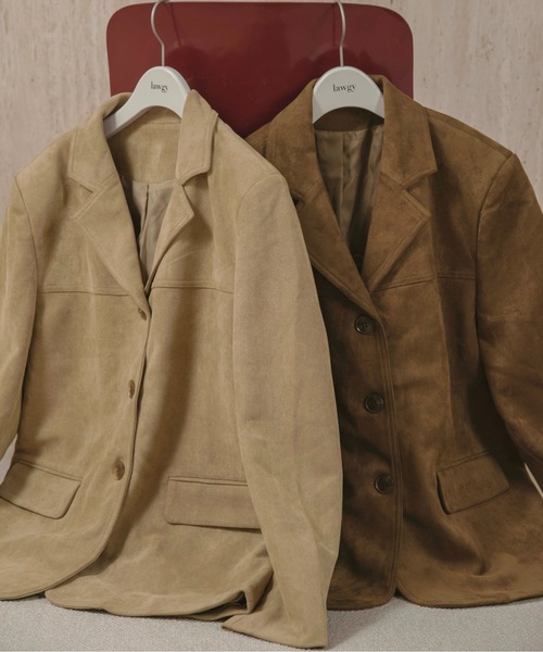 lawgy(ラウジー)の「line switching brushed tailored jacket / ラインスイッチングブラッシュドテーラードジャケット(テーラードジャケット・レディース・ベージュ/ブラウン・FREE)」の18枚目の写真