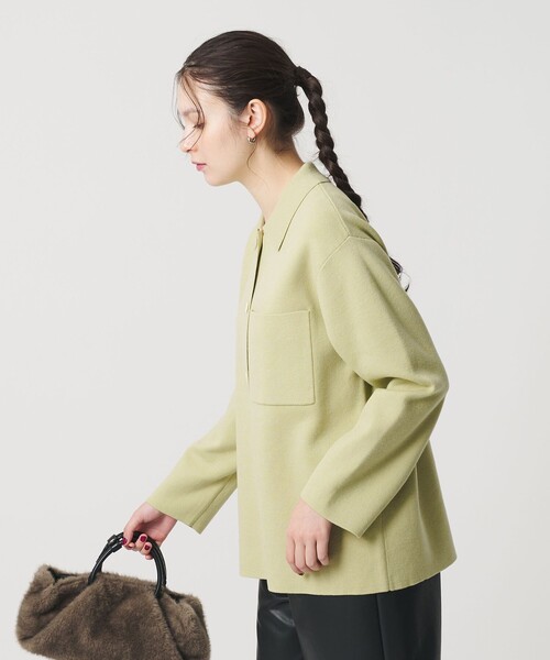 コットンウールブレンド ミラノリブ シャツカーディガン ウォッシャブル コットンウールブレンド ミラノリブ シャツカーディガン ウォッシャブル