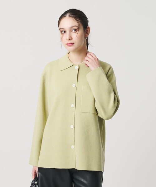 コットンウールブレンド ミラノリブ シャツカーディガン ウォッシャブル セール】コットンウールブレンド ミラノリブ シャツカーディガン