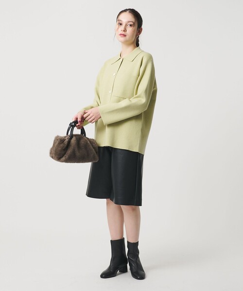 BEAUTY&YOUTH UNITED ARROWS(ビューティーアンドユースユナイテッドアローズ)の「コットンウールブレンド ミラノリブ シャツカーディガン ウォッシャブル(カーディガン/ボレロ・レディース・オフホワイト/ライム/ダークグレー・FREE)」の13枚目の写真