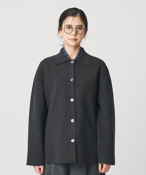 BEAUTY&YOUTH UNITED ARROWS(ビューティーアンドユースユナイテッドアローズ)の「コットンウールブレンド ミラノリブ シャツカーディガン ウォッシャブル(カーディガン/ボレロ・レディース・オフホワイト/ライム/ダークグレー・FREE)」の14枚目の写真