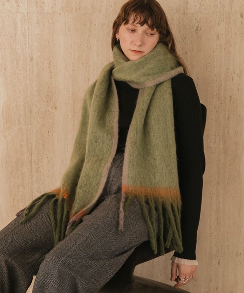 セール】【forksy.】モヘアタッチ配色グラデーションボリューム