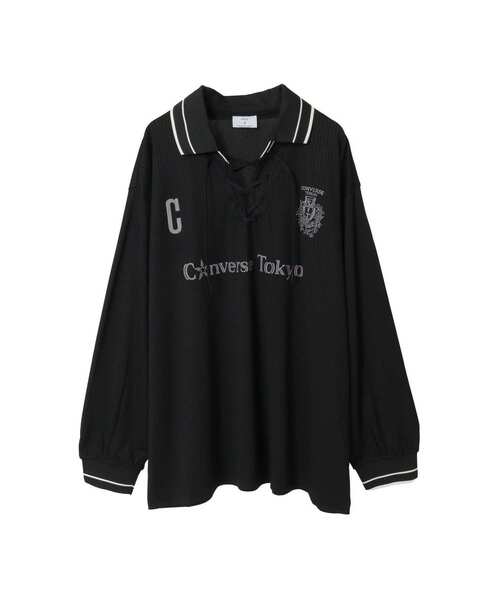 CONVERSE TOKYO（コンバーストウキョウ）の「LACE-UP COLLAR SOCCER LONGSLEEVE TEE（Tシャツ/カットソー・レディース・ホワイト/ブラック・SMALL/MEDIUM）」の2枚目の写真