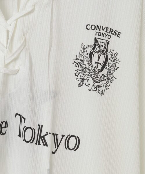 CONVERSE TOKYO（コンバーストウキョウ）の「LACE-UP COLLAR SOCCER LONGSLEEVE TEE（Tシャツ/カットソー・レディース・ホワイト/ブラック・SMALL/MEDIUM）」の10枚目の写真