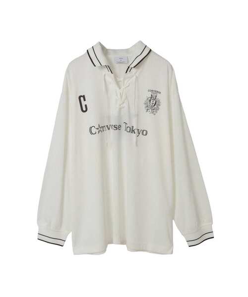 CONVERSE TOKYO（コンバーストウキョウ）の「LACE-UP COLLAR SOCCER LONGSLEEVE TEE（Tシャツ/カットソー・レディース・ホワイト/ブラック・SMALL/MEDIUM）」の17枚目の写真