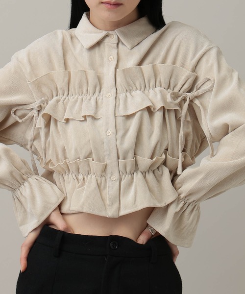 3.3 Field Trip／コーデュロイフリルブラウス（シャツ/ブラウス）｜3.3