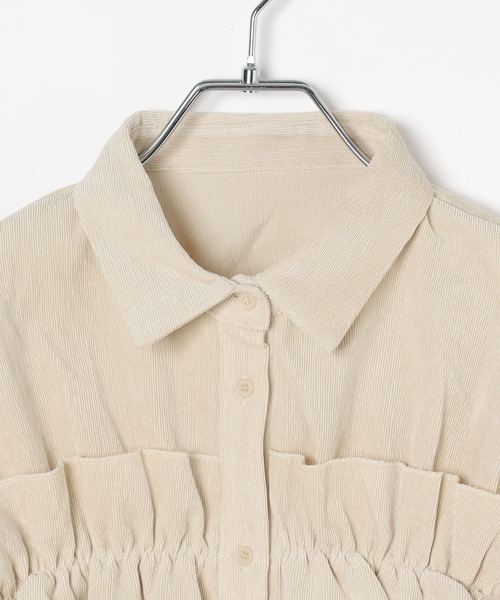 3.3 Field Trip (3.3フィールドトリップ)の「3.3 Field Trip/コーデュロイフリルブラウス(シャツ/ブラウス・レディース・チャコール/アイボリー/ブルー・FREE)」の5枚目の写真