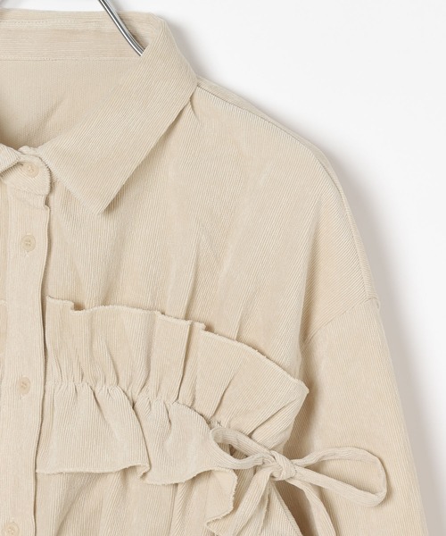 3.3 Field Trip (3.3フィールドトリップ)の「3.3 Field Trip/コーデュロイフリルブラウス(シャツ/ブラウス・レディース・チャコール/アイボリー/ブルー・FREE)」の7枚目の写真