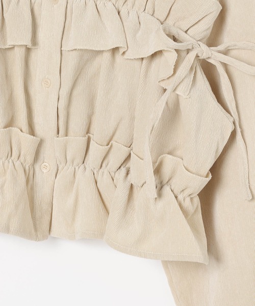 3.3 Field Trip (3.3フィールドトリップ)の「3.3 Field Trip/コーデュロイフリルブラウス(シャツ/ブラウス・レディース・チャコール/アイボリー/ブルー・FREE)」の9枚目の写真