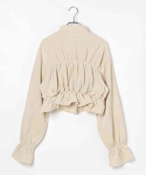 3.3 Field Trip (3.3フィールドトリップ)の「3.3 Field Trip/コーデュロイフリルブラウス(シャツ/ブラウス・レディース・チャコール/アイボリー/ブルー・FREE)」の4枚目の写真