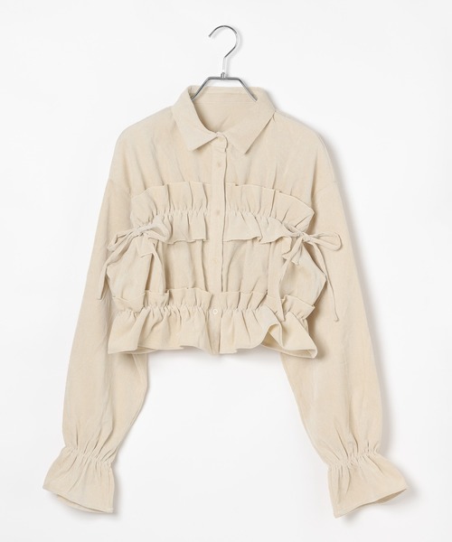 3.3 Field Trip (3.3フィールドトリップ)の「3.3 Field Trip/コーデュロイフリルブラウス(シャツ/ブラウス・レディース・チャコール/アイボリー/ブルー・FREE)」の15枚目の写真