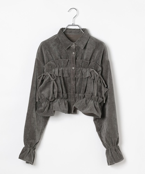 3.3 Field Trip (3.3フィールドトリップ)の「3.3 Field Trip/コーデュロイフリルブラウス(シャツ/ブラウス・レディース・チャコール/アイボリー/ブルー・FREE)」の14枚目の写真