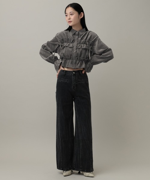 3.3 Field Trip (3.3フィールドトリップ)の「3.3 Field Trip/コーデュロイフリルブラウス(シャツ/ブラウス・レディース・チャコール/アイボリー/ブルー・FREE)」の20枚目の写真