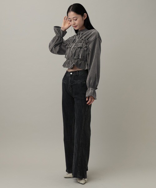 3.3 Field Trip (3.3フィールドトリップ)の「3.3 Field Trip/コーデュロイフリルブラウス(シャツ/ブラウス・レディース・チャコール/アイボリー/ブルー・FREE)」の21枚目の写真