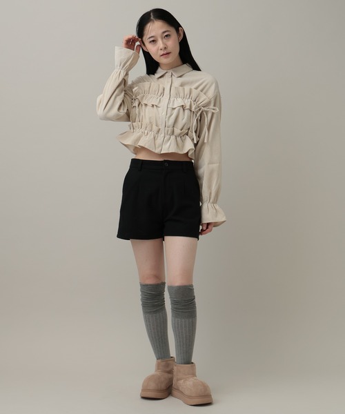 3.3 Field Trip (3.3フィールドトリップ)の「3.3 Field Trip/コーデュロイフリルブラウス(シャツ/ブラウス・レディース・チャコール/アイボリー/ブルー・FREE)」の16枚目の写真