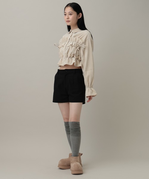 3.3 Field Trip (3.3フィールドトリップ)の「3.3 Field Trip/コーデュロイフリルブラウス(シャツ/ブラウス・レディース・チャコール/アイボリー/ブルー・FREE)」の17枚目の写真