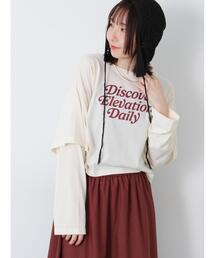 フェイクレイヤードプリントTシャツ