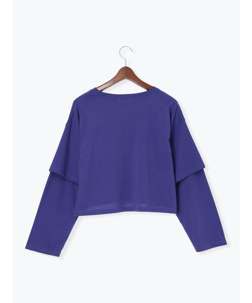 Te chichi TERRASSE(テチチテラス)の「フェイクレイヤードプリントTシャツ(Tシャツ/カットソー・レディース・パープル/チャコールグレー/キナリ・F)」の9枚目の写真