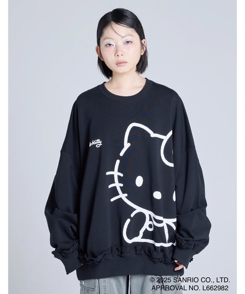 NO WAY（ノーウェイ）の「【Little sunny bite】hello kitty x little sunny bite sweat top（スウェット・レディース・ブラック/ホワイト/ピンク・MEDIUM）」の3枚目の写真