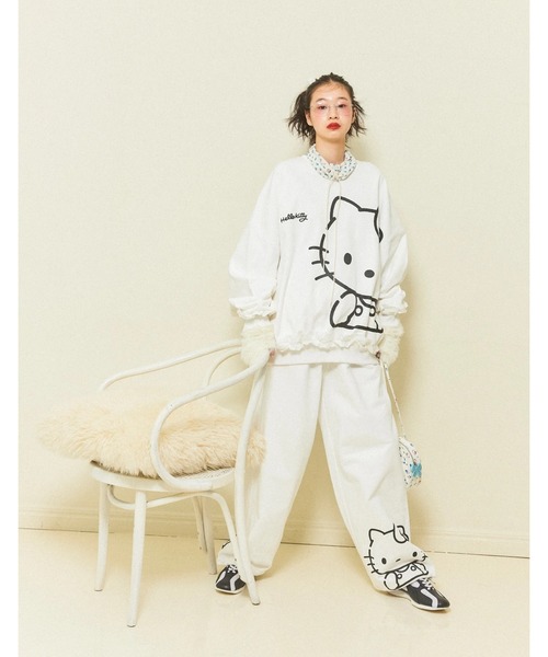 NO WAY（ノーウェイ）の「【Little sunny bite】hello kitty x little sunny bite sweat top（スウェット・レディース・ブラック/ホワイト/ピンク・MEDIUM）」の17枚目の写真