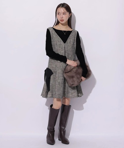 Mystrada(マイストラーダ)の「サイドリボンミニジャンスカ(ワンピース・レディース・ブラックミックス・36/38)」の4枚目の写真