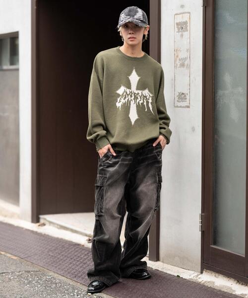 WEGO(ウィゴー)の「WEGO/ダメージジャガードプルオーバー(ニット/セーター・メンズ・オフホワイト/カーキ/ブラック・MEDIUM/LARGE)」の15枚目の写真