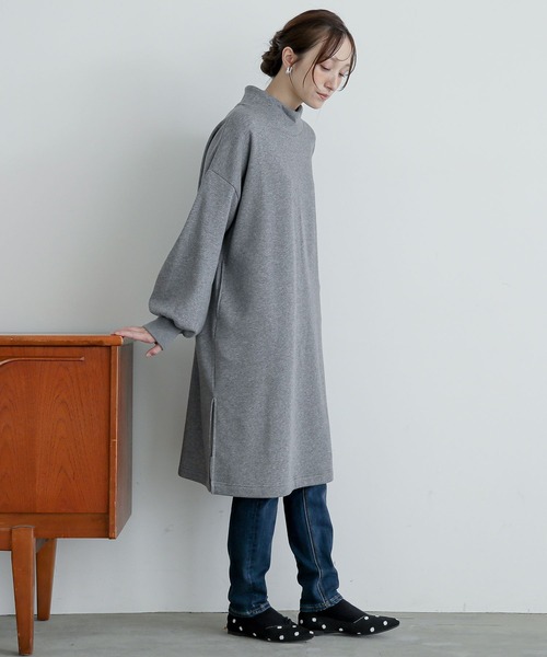 n'OrLABEL（ノアールレーベル）の「裏起毛ハイネックチュニックスウェット（スウェット・レディース・杢グレー/ブラック・FREE）」の7枚目の写真