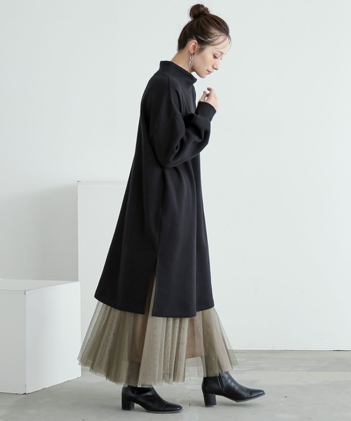 n'OrLABEL（ノアールレーベル）の「裏起毛ハイネックチュニックスウェット（スウェット・レディース・杢グレー/ブラック・FREE）」の19枚目の写真