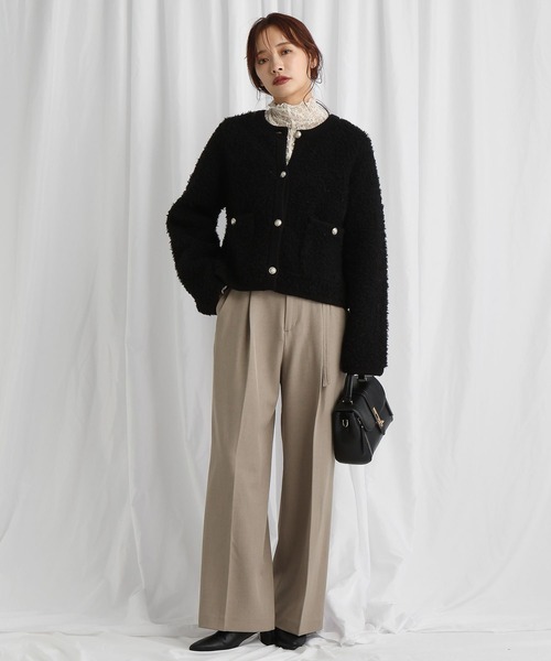 mysty woman(ミスティウーマン)の「総レースハイネックギャザープルオーバー 606418(Tシャツ/カットソー・レディース・オフホワイト/ブラウン/ブラック・FREE)」の4枚目の写真