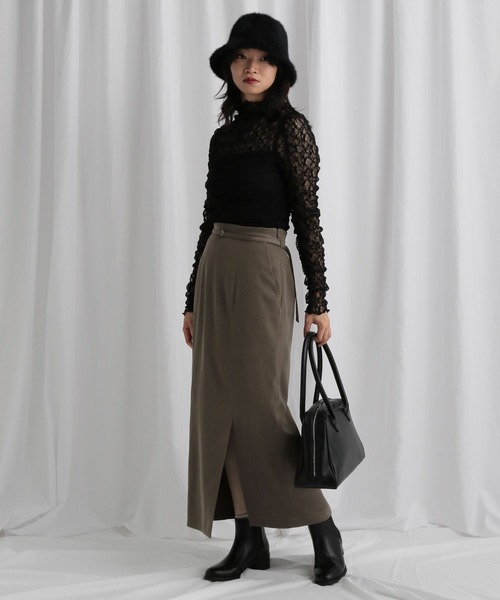 mysty woman(ミスティウーマン)の「総レースハイネックギャザープルオーバー 606418(Tシャツ/カットソー・レディース・オフホワイト/ブラウン/ブラック・FREE)」の5枚目の写真