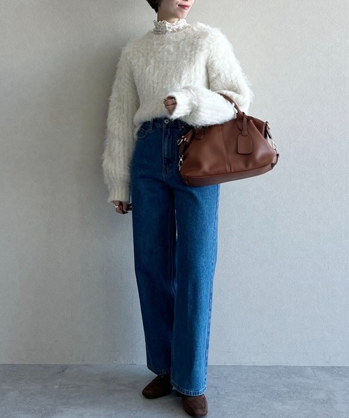 mysty woman(ミスティウーマン)の「総レースハイネックギャザープルオーバー 606418(Tシャツ/カットソー・レディース・オフホワイト/ブラウン/ブラック・FREE)」の18枚目の写真