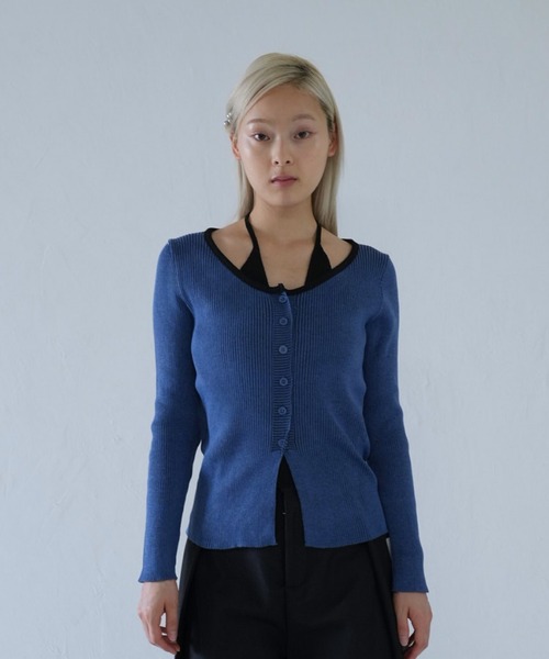 Uenui（ウニュイ）の「layered rib knit top（ニット/セーター・レディース・ブルー/グレー/ブラック・FREE）」の7枚目の写真