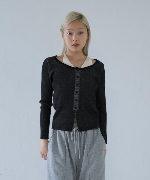 Uenui（ウニュイ）の「layered rib knit top（ニット/セーター・レディース・ブルー/グレー/ブラック・FREE）」の10枚目の写真