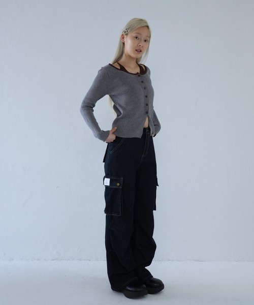 Uenui（ウニュイ）の「layered rib knit top（ニット/セーター・レディース・ブルー/グレー/ブラック・FREE）」の16枚目の写真