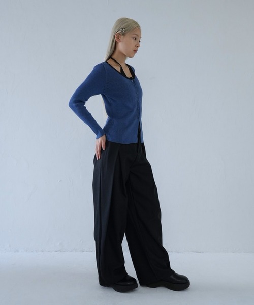 Uenui（ウニュイ）の「layered rib knit top（ニット/セーター・レディース・ブルー/グレー/ブラック・FREE）」の19枚目の写真