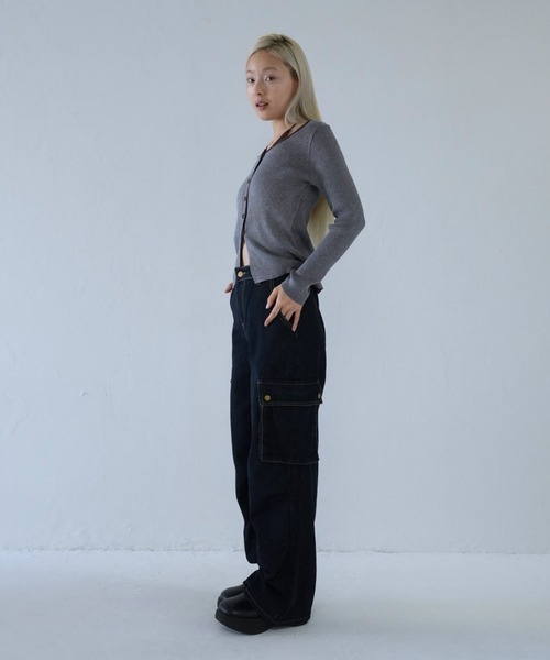 Uenui（ウニュイ）の「layered rib knit top（ニット/セーター・レディース・ブルー/グレー/ブラック・FREE）」の14枚目の写真
