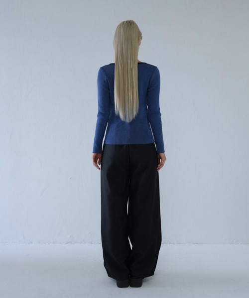 Uenui（ウニュイ）の「layered rib knit top（ニット/セーター・レディース・ブルー/グレー/ブラック・FREE）」の21枚目の写真
