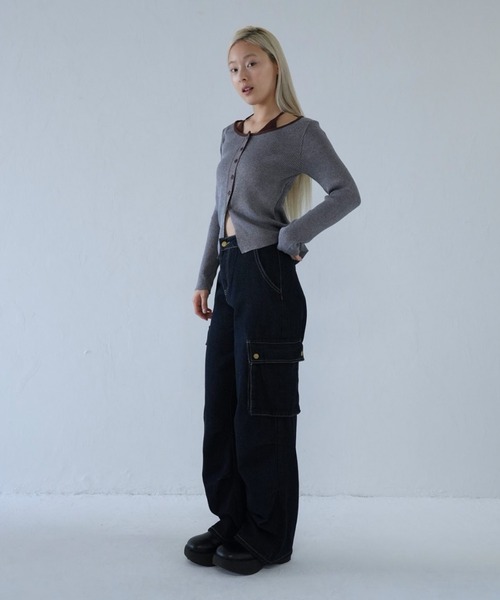 Uenui（ウニュイ）の「layered rib knit top（ニット/セーター・レディース・ブルー/グレー/ブラック・FREE）」の15枚目の写真
