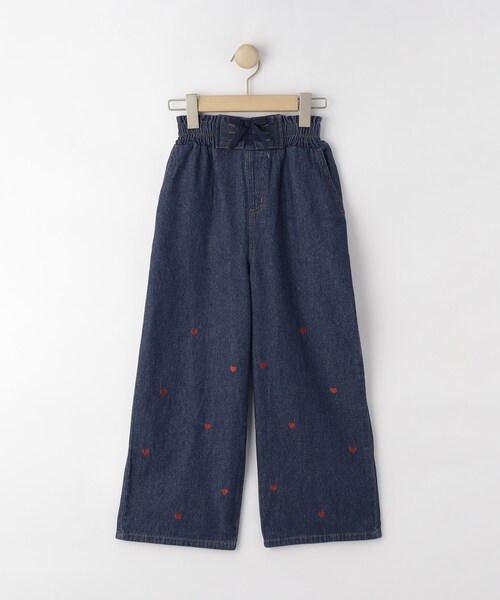 SHOO・LA・RUE(シューラルー)の「【130-150cm】刺繍使いワイドデニムパンツ(デニムパンツ・キッズ・サックスブルー/ネイビー・15 /14/13)」の2枚目の写真