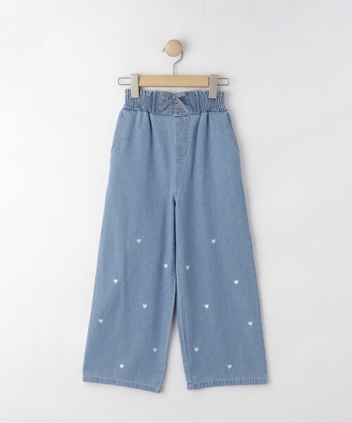 SHOO・LA・RUE(シューラルー)の「【130-150cm】刺繍使いワイドデニムパンツ(デニムパンツ・キッズ・サックスブルー/ネイビー・15 /14/13)」の1枚目の写真