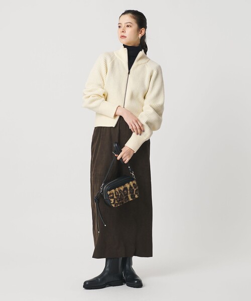 BEAUTY&YOUTH UNITED ARROWS（ビューティーアンドユースユナイテッドアローズ）の「ウールブレンドアゼ ジップショートカーディガン（カーディガン/ボレロ・レディース・ブラウン系/オフホワイト・FREE）」の8枚目の写真