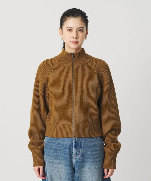 BEAUTY&YOUTH UNITED ARROWS（ビューティーアンドユースユナイテッドアローズ）の「ウールブレンドアゼ ジップショートカーディガン（カーディガン/ボレロ・レディース・ブラウン系/オフホワイト・FREE）」の9枚目の写真