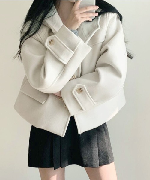 semplice(センプリチェ)の「ダッフルコート風ショートジャケット(ダッフルコート・レディース・アイボリー/キャメル/グレー・F)」の9枚目の写真