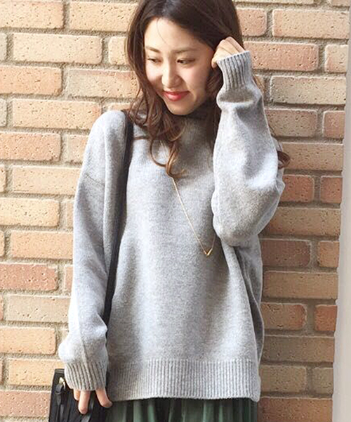 mystic（ミスティック）の「【mystic】ハイネックニット（ニット/セーター・レディース・グレー/オフホワイト/ブラック/ブラウン・ﾌﾘ-）」の3枚目の写真