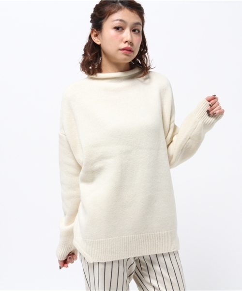 mystic（ミスティック）の「【mystic】ハイネックニット（ニット/セーター・レディース・グレー/オフホワイト/ブラック/ブラウン・ﾌﾘ-）」の2枚目の写真