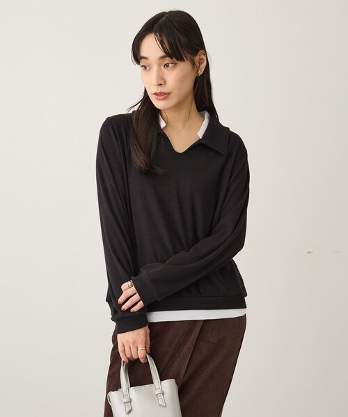 CRAFT STANDARD BOUTIQUE(クラフトスタンダードブティック)の「レイヤード風プルオーバー(Tシャツ/カットソー・レディース・ライトブルー/ブラック/チャコールグレー・FREE)」の6枚目の写真